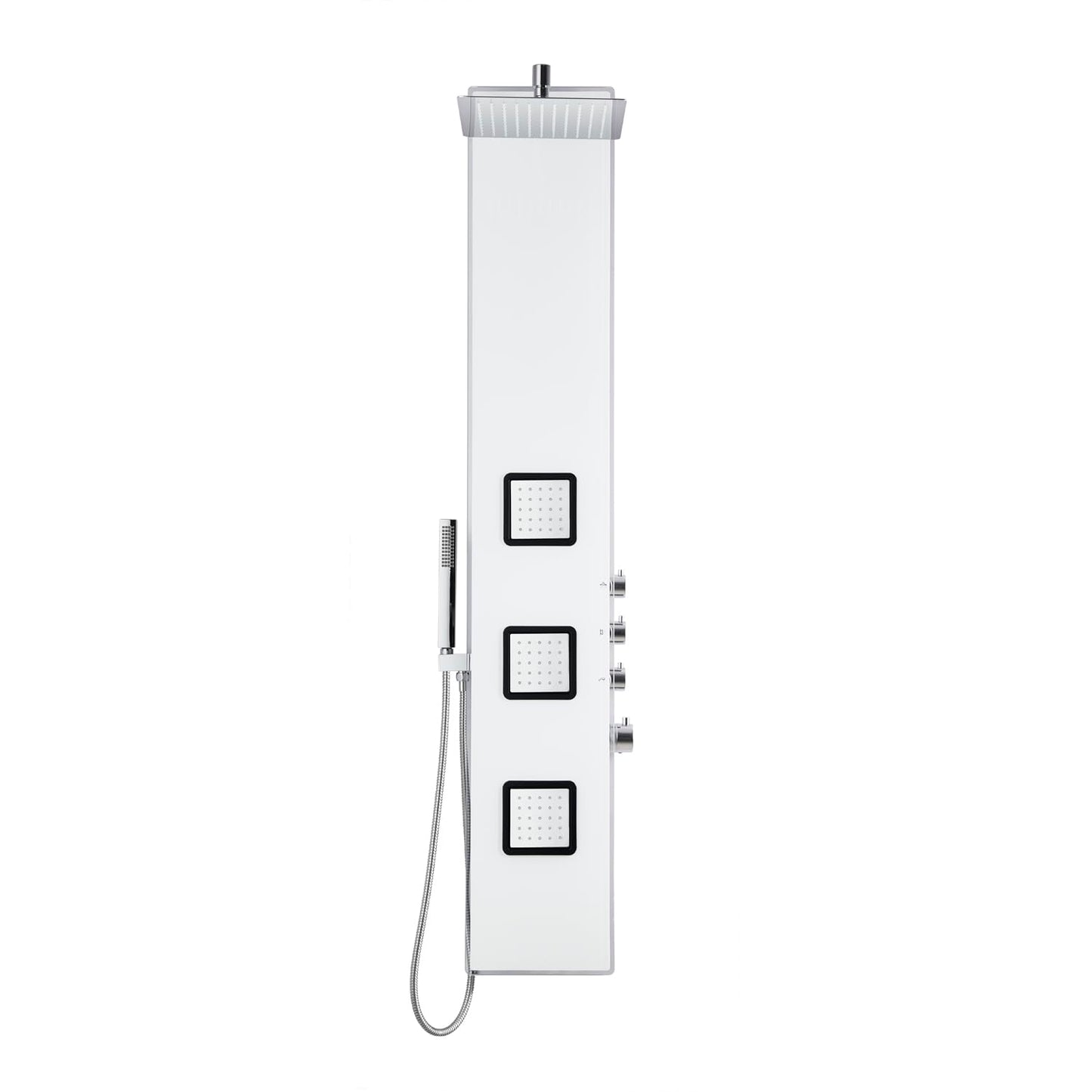 Blue Ocean ™ 59” Aluminum SPA8659 Thermostatic Shower Panel Tower with Rainfall Showerhead, 3 Sets Body Nozzles, and Handheld Showerhead, Shower Column