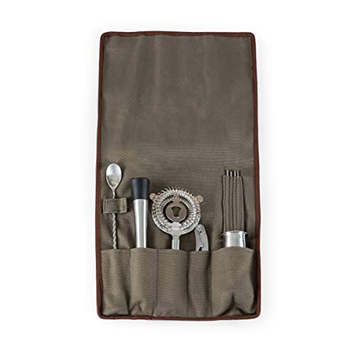 PICNIC TIME 10-Piece Bar Tool Roll Up Kit, Travel Bartender Kit with Bag and Cocktail Set, Mixology Bartender Travel Set w...