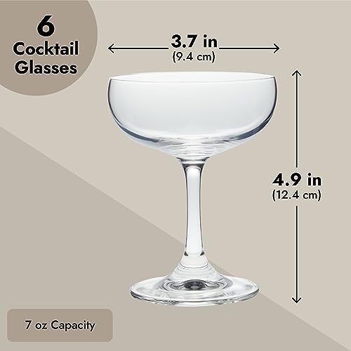 Juvale Coupe Glasses Set - 6 Count, 7 oz, Clear, Vintage-Inspired - Dishwasher Safe Cocktail Glasses for Parties & Bars - ...
