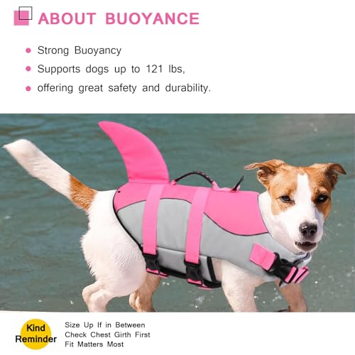 ASENKU Dog Life Jacket - Pet Safety Vest for Swimming & Boating, Shark Life Jacket with Floatation, Dog Lifesavers Swimsui...