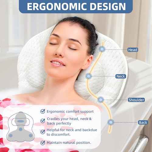 SZXYX Bath Pillows for Tub,Luxury Bathtub Pillows for Head and Neck Support Bathtub Pillow with 6 Strong Suction Cups Relaxing Bath Accessories Spa Gifts