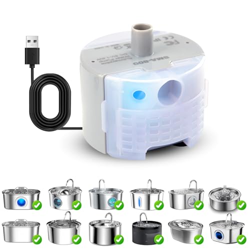 Cat Water Fountain Pump, Pet Water Fountain Replacement Pump SMA-800 Submersible Motor for Stainless Steel Indoor Cat Foun...