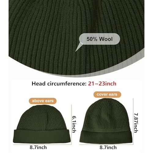 Swag Wool Knit Cuff Short Fisherman Beanie for Men Women, Spring Fall Winter Warm Hats, Trawler Skull Cap, Watch Cap
