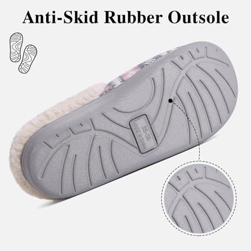 Evshine Warm Knit House Slippers for Women Comfy Wool-Like Lined Chenille Slippers with Memory Foam and Indoor Outdoor Soles