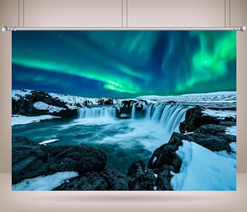 CORFOTO 7x5ft Northern Lights Photo Backdrop Iceland Polar Falls Landscape Photography Background Aurora Borealis Backdrop...