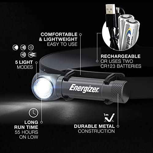 Energizer LED Headlamp Rechargeable X1000, Ultra Bright IPX4 Water Resistant Head Light, 1000 Lumen Turbo Mode, Headlamp for Outdoors, Power Outage Emergency, (USB Cable Included)