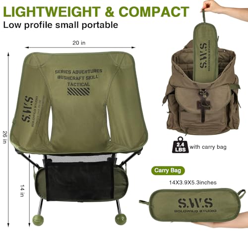 SURSONXW Lightweight Folding Camping Chair, 2.4 LBS Portable Foldable Compact with Aluminum Alloy & Seat Pocket for Outdoo...