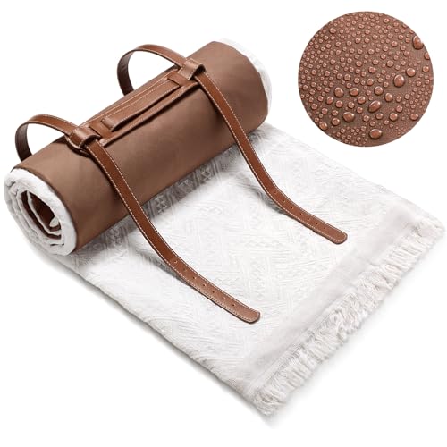 VitalCozy Waterproof Picnic Blankets Outdoor Blanket Foldable 2 in 1 Double Layer Sandproof Beach Mat with Carry Strap for...