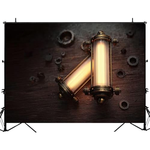 Photography Backdrop Photography Background Glowing Lamps Wooden Table for Photoshoot Portrait Photo Studio Video Prop Bir...