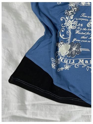 Verdusa Women's Y2K Colorblock Tie Back Halter Top Letter Print Backless Going Out Tops