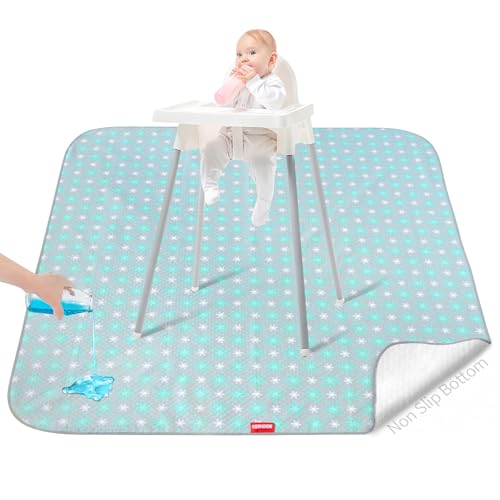 Splat Mat for Under High Chair Mat, 42x46 Inch, Mealtime Baby Splat Mat for Art/Crafts/Playtime, Waterproof Splash Mat, Ma...