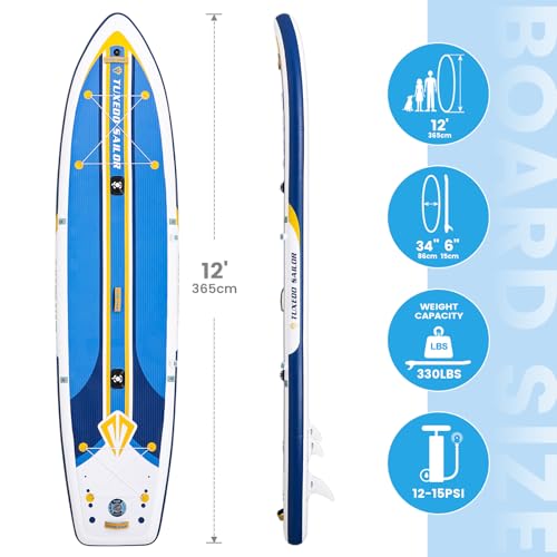 Tuxedo Sailor Kids Inflatable Paddle Board Lightweight and Safe Fishing Stand Up Paddle Board for Adults with Accessories