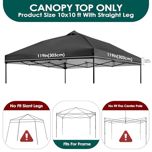 NINAT 10x10ft Canopy Replacement Top Pop Up Tent Cover Roof with Air Vent, Waterproof for Outdoor Garden Patio Pavilion Su...