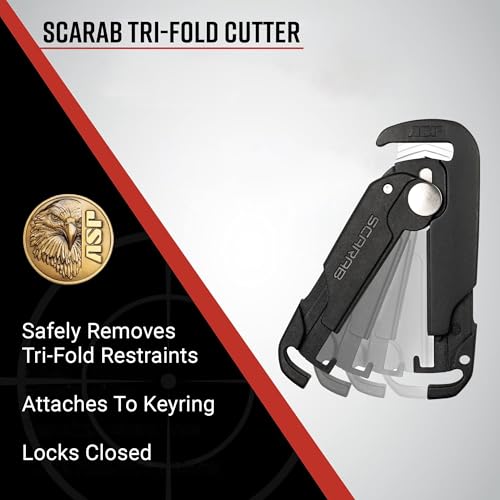 ASP Scarab Cutter for Tri-Fold Restraints, Clippers for Safe Removal of Disposable Cuffs, Compact Safety Blade for Removin...