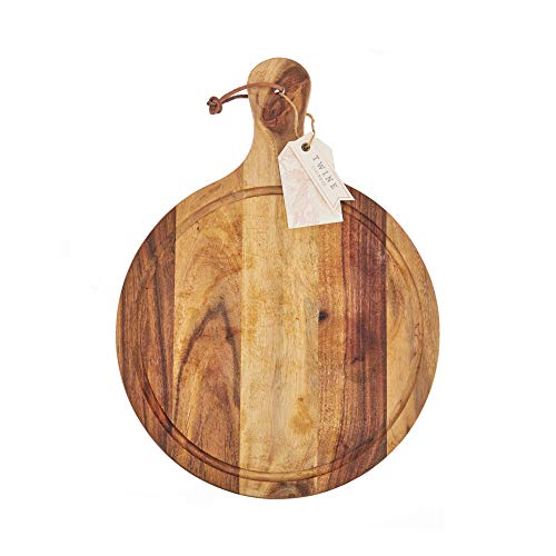 Twine Country Home Acacia Wood Cheese Board Paddle, Acacia Wood Charcuterie Board, 15.8" by 11.9", Gourmet Gift Set