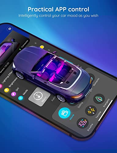 Govee Car LED Lights, Smart Car Interior Lights with App Control, RGB Lights with DIY Mode and Music Mode, 2 Lines Design ...