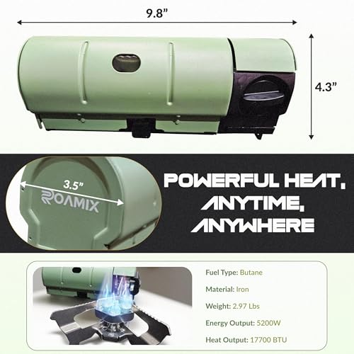 Roamix 17,700 BTU Foldable Butane Camping Stove – 5,200W Portable Gas Burner with Carrying Bag for Outdoor Cooking, Backpa...