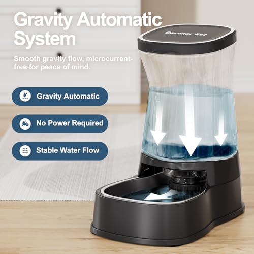 Automatic Gravity Water Dispenser for Dogs, 1Gallon Stainless Steel Dog and Cat Water Bowl Dispenser, Dog Water Fountain D...