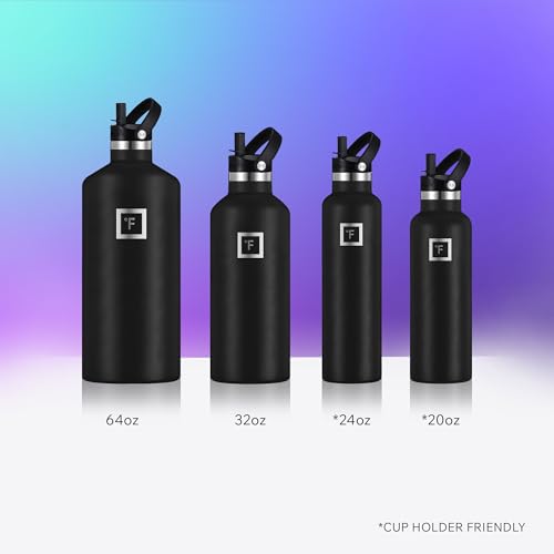 IRON °FLASK Camping & Hiking Hydration Flask with Straw, BPA-Free Insulated Stainless Steel Sports Water Bottle - 24 oz Mi...