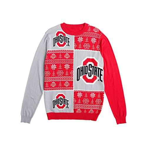 FOCO Men's NCAA College Team Logo Busy Block Snowfall Holiday Ugly Sweater