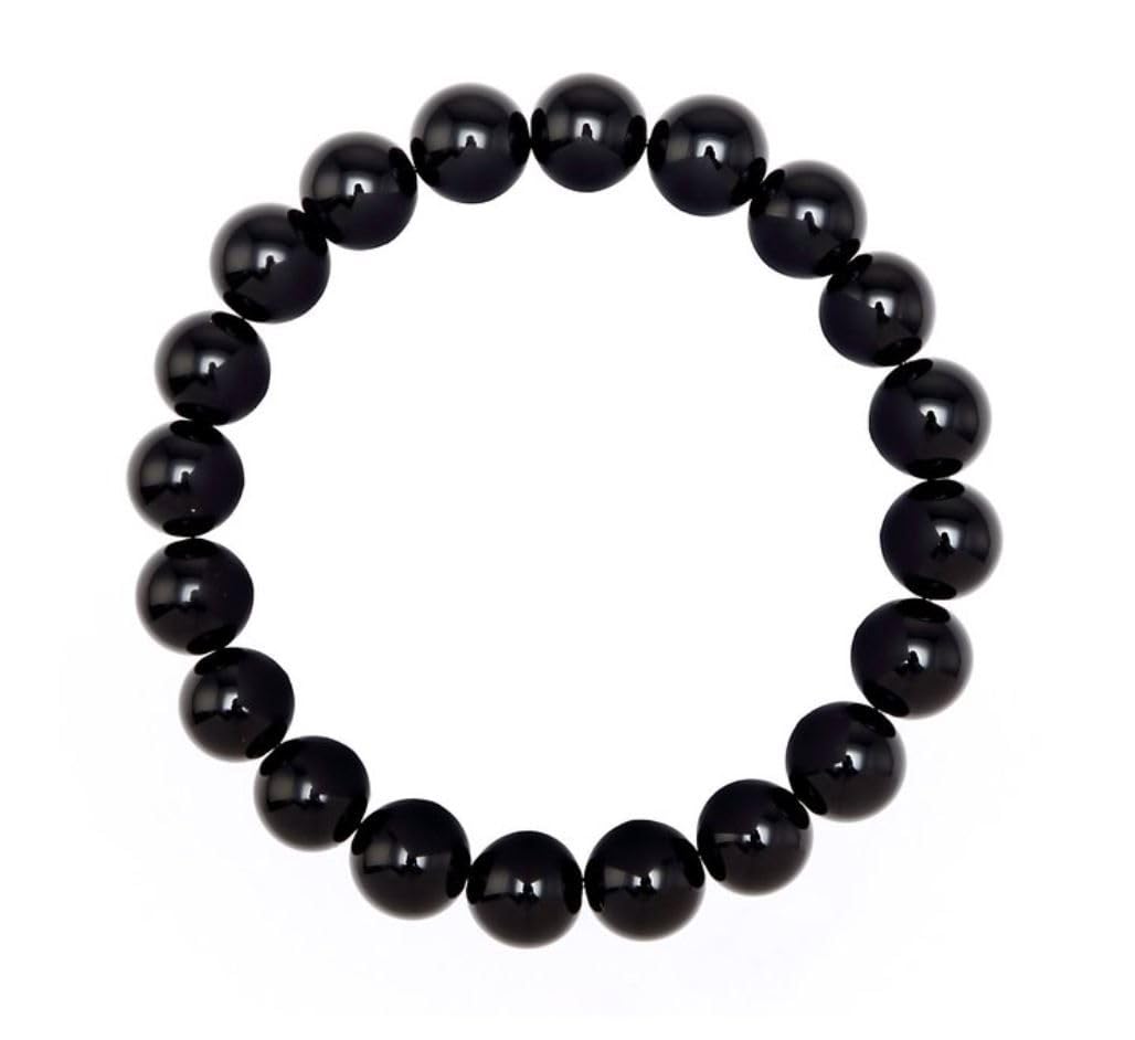 Adabele Real Natural Black Agate Gemstone Beaded Bracelet 7.5 inch Stretch Chakra Healing Crystal Stone Jewelry Women Mom Gift (
