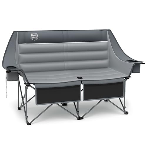 Timber Ridge Double Camping Chair, Heavy Duty Outdoor Folding Camp Couch, Loveseat Camping Chairs Perfect for Campsites, P...