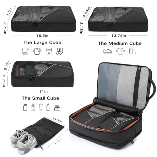 TANGCORLE 50L Carry on Travel Backpack, Expandable Airline Approved Backpacks with 3 Packing Cubes Fit 17.3 inch Laptop Su...