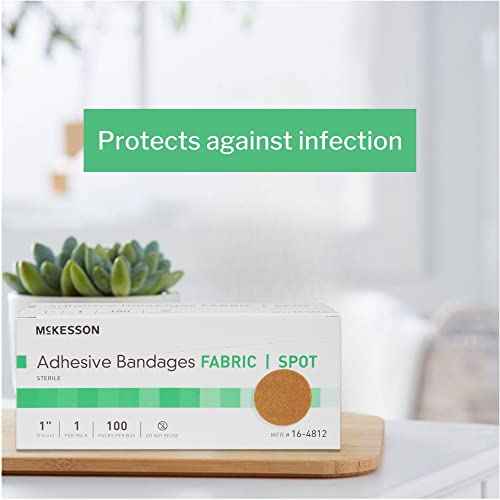 McKesson Adhesive Bandages, Sterile, Fabric Spot, 1 in, 100 Count, 4 Packs, 400 Total