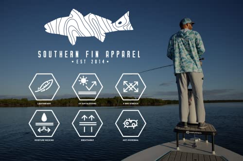 Southern Fin Apparel Performance Fishing Hoodie Shirt for Men Women UPF UV 50+ Lightweight With Hood