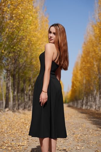 Memoriesea Women's Elegant Square Neck Swing A Line Wedding Evening Party Midi Dress
