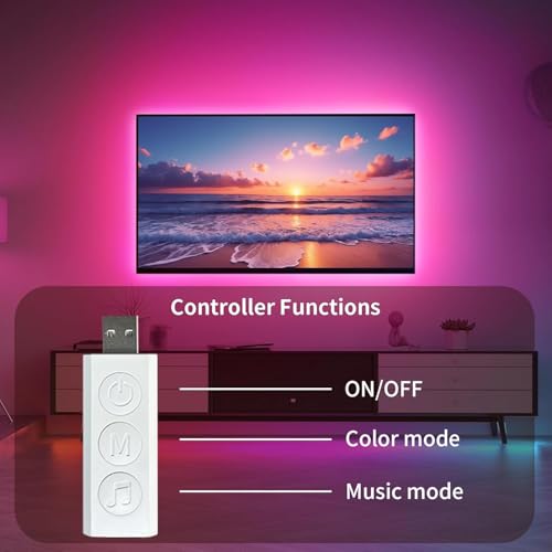 KSIPZE LED Lights for TV, 16.5ft TV led Backlight for 45-75 Inch TVs RGB TV Backlight Behind Music Sync Smart APP & Button...