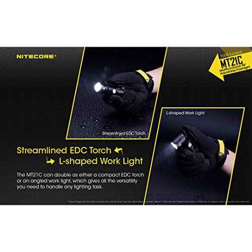 Nitecore MT21C 1000 Lumen 90 Degree Tiltable Head Multifunction LED Flashlight with LumenTac Batteries for Work and Everyday Carry