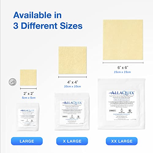 AllaQuix Stop Bleeding Gauze Pads – (2"x2") | Hemostatic Wound Dressing for Cuts & First Aid Kits | Sterile, Drug-Free, Fa...