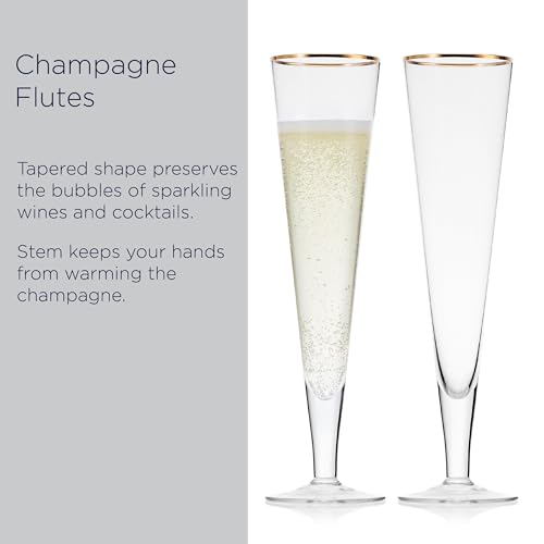 Mikasa Gold Rim Wedding Anniversary Champagne Toasting Flutes Gift Boxed, Set Of 2, 8 Ounce