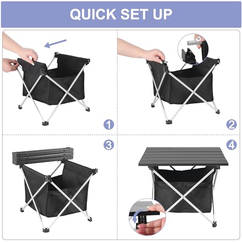 Grope Portable Camping Table Ultralight Aluminum Camp Table with Storage Bag,Beach Table for Sand with Carrying Bag,Prefec...