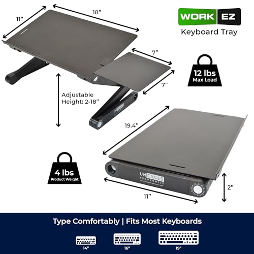 Uncaged Ergonomics WorkEZ Adjustable Computer Keyboard Stand for Desk, Keyboard & Mouse Riser, Ergonomic Portable Stand fo...