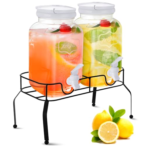 Teenyyou 2 Pcs Plastic Drink Dispensers for Parties Halloween Beverage Dispenser with Stand and Spigot Juice Lemonade Jars...