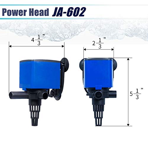 Aqua Dream 320 GPH Aquarium Pump & Fish Tank Filter, Submersible Water Pump 3-in-1 Quiet Circulation Oxygenation - 20W 120...
