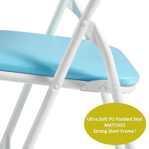 VECELO Folding Activity Table and Chairs 5 Pcs, Portable, with Ultra Soft Padded Cushion, 5 Piece Set, Baby Blue