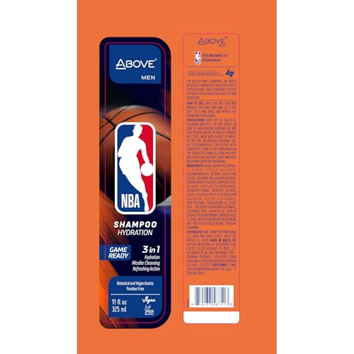 ABOVE NBA 3-in-1 Shampoo for Men | GAME READY | Deep Hydration & Micellar Cleanse for Hair | Fresh-Court Cooling Scent | 1...