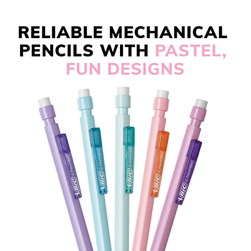 BIC Xtra-Smooth Pastel Mechanical Pencils with Erasers, Medium Point (0.7mm), 24-Count Pack, Bulk Mechanical Pencils for S...