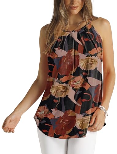 WIHOLL Womens Pleated Tank Tops Spaghetti Strap Camisole Halter Tops Curved Hem Fashion 2025