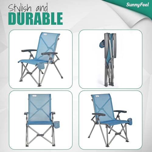 SUNNYFEEL Folding Camping Chair Heavy Duty Ergonomic Chairs Support 500lbs with Adjustable Breathable High Back Support an...