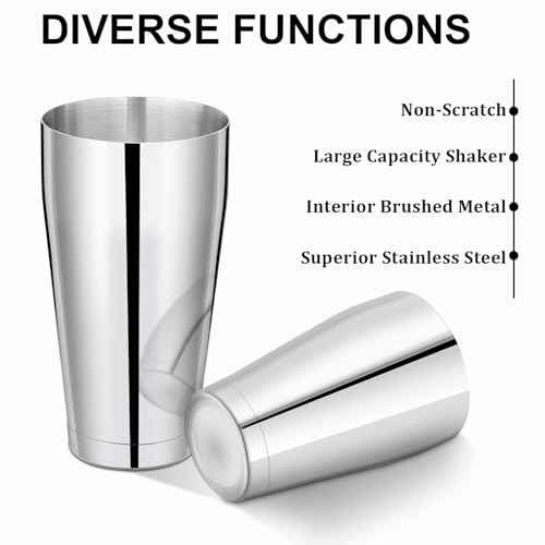 Mwellewm 8 Pcs Cocktail Shaker Boston Shaker Set Professional Bartender Kit Bar Stainless Steel Drink Shaker Bartending Ma...