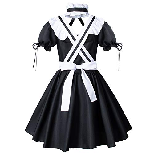 Wannsee Anime French Maid Apron Lolita Fancy Dress Cosplay Costume Furry Cat Ear Gloves Socks set(M)