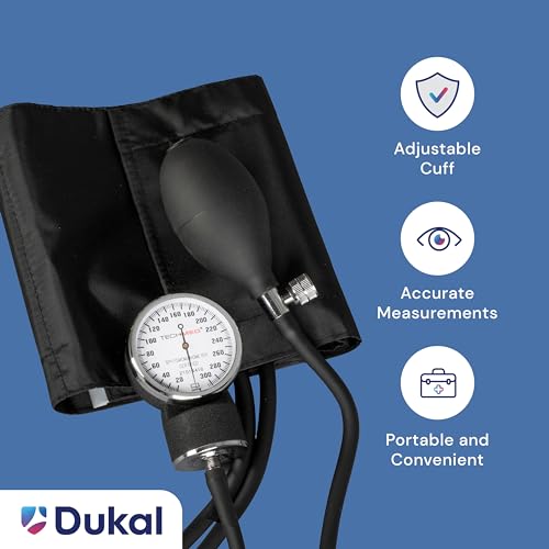 Tech-Med Standard Manual Blood Pressure Cuff | Precise Monitoring Blood Pressure Cuff Manual and Sphygmomanometer | Black Nylon BP Cuff Manual