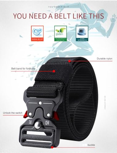 Men's Belts, tactical belts, Military Training Belt With Adjustable Knot And Quick Release Buckle