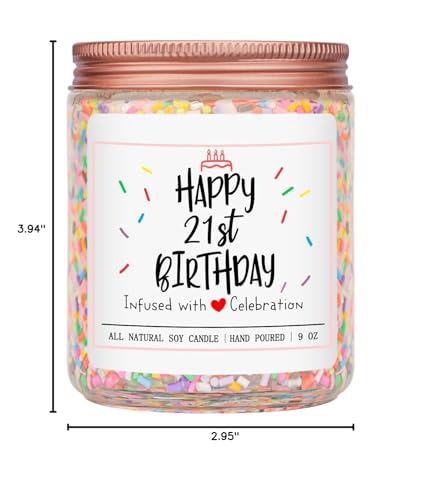 Homsolver 21st Birthday Gifts for Her, Perfect Ideas Happy Birthday Presents for Women, Friends, Sister, Daughter, Vanilla Cream Scent Handmade Aromatherapy Candle Decorations