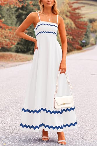 PRETTYGARDEN Women's 2026 Summer Flowy Maxi Dress Casual Sleeveless Spaghetti Strap Ruffle Beach Long Dresses