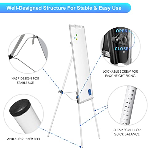 Easel Whiteboard - Magnetic Portable Dry Erase 36 x 24 Tripod Height Adjustable, 3' x 2' Flipchart Easel Stand White Board...